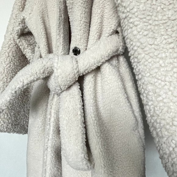 UNIQLO Cozy Soft Longline Faux Shearling Fleece Oversized Teddy Coat sz L - Picture 7 of 9